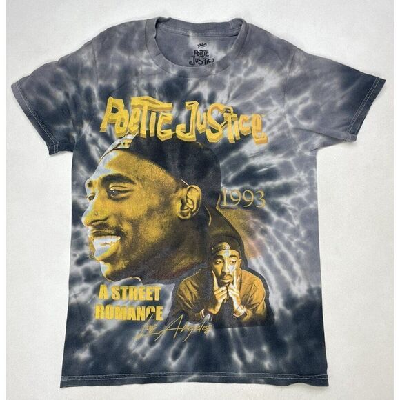 Poetic Justice 2pac Tupac Shakur Movie Graphic T-shirt Women Small Gray Tie Dye - Picture 1 of 5